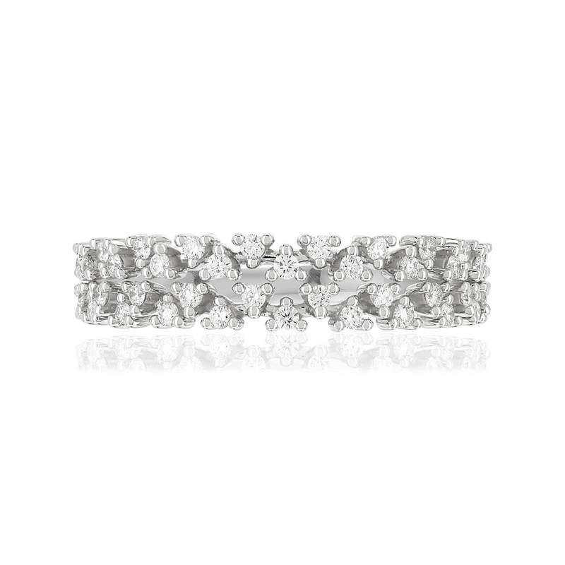 Bague or blanc 750 diamants - vue 3