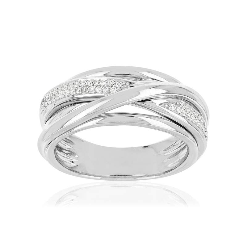 Bague or blanc 750 diamants - vue 1