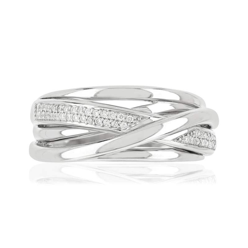 Bague or blanc 750 diamants - vue 3