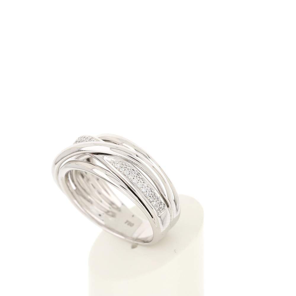 Bague or blanc 750 diamants - vue 4
