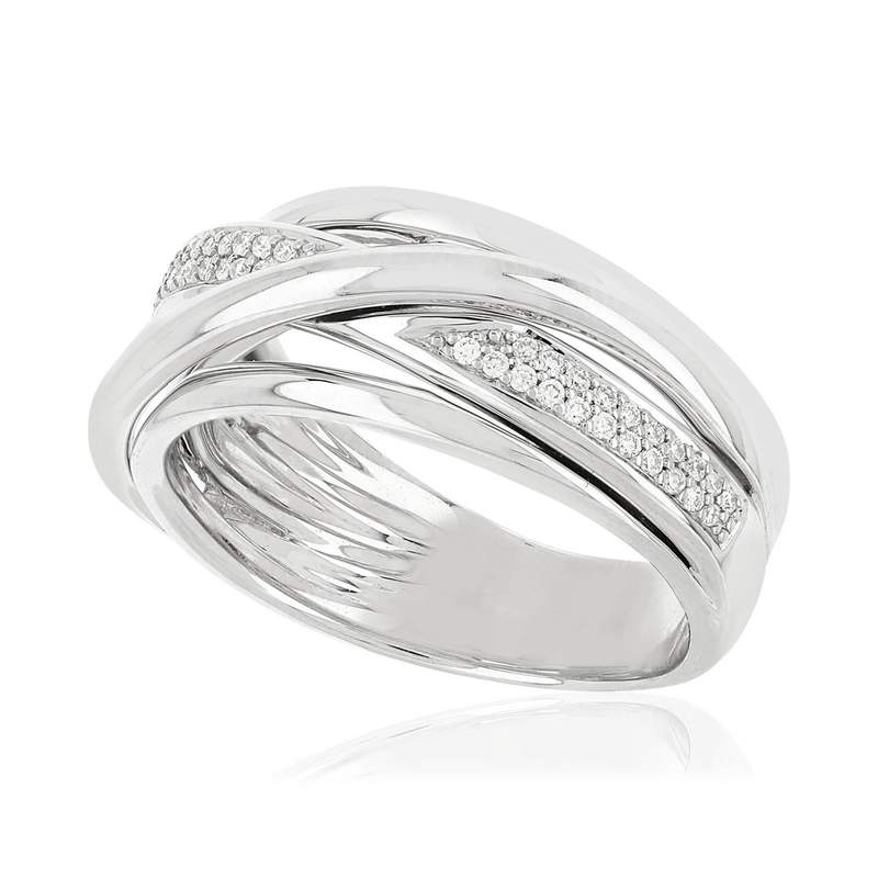 Bague or blanc 750 diamants - vue D1