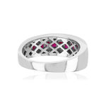 Bague or blanc 750 rubis diamants - vue D1
