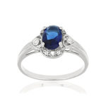 Bague argent 925 zirconias bleu et blancs - vue 1