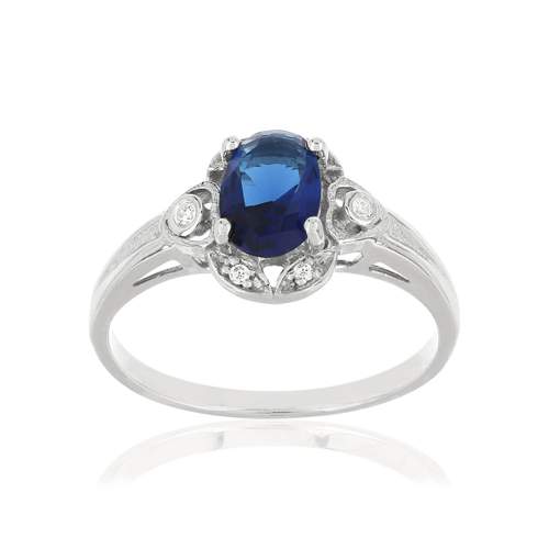 Bague argent 925 zirconias bleu et blancs