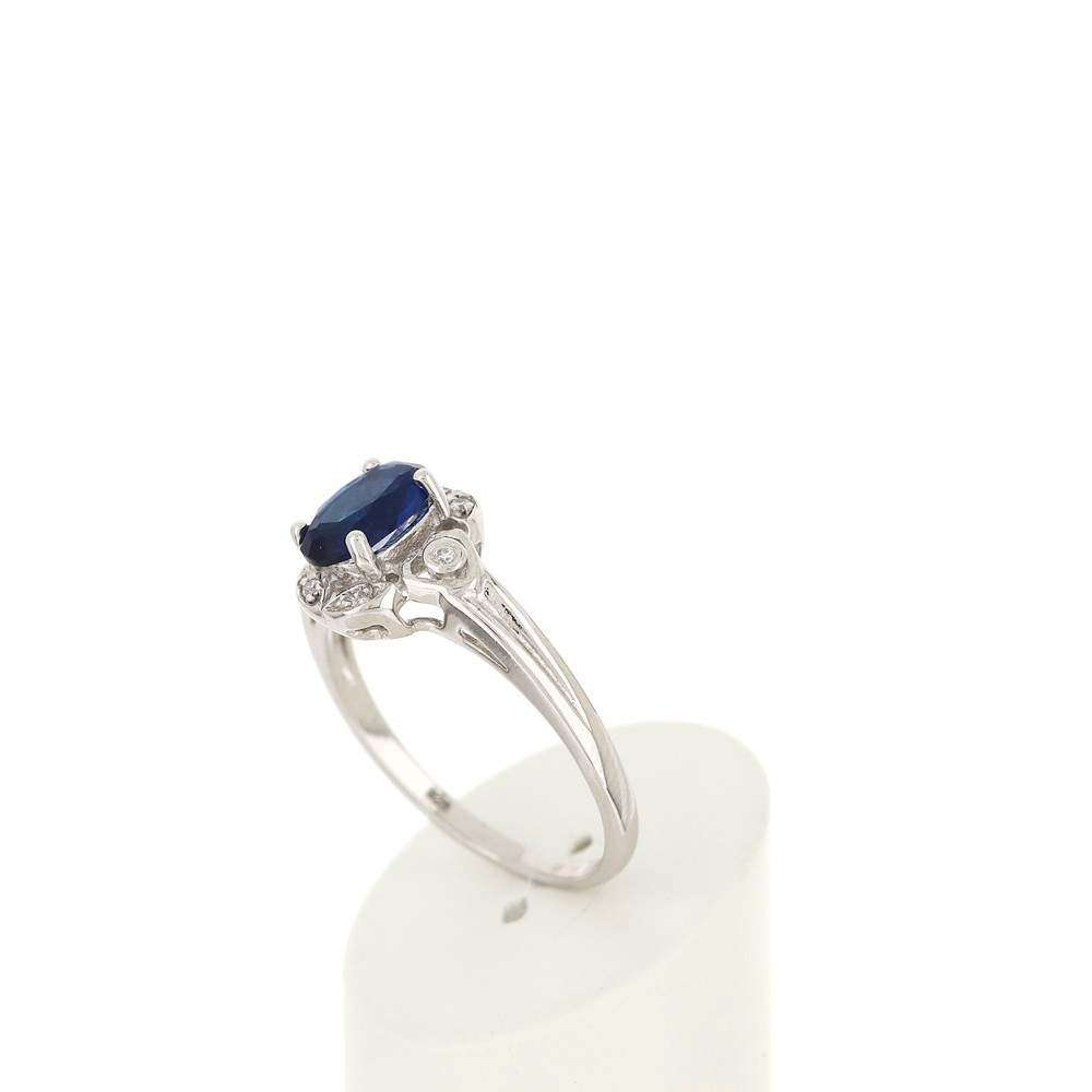 Bague argent 925 zirconias bleu et blancs - vue 4