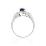 Bague argent 925 fleur zirconia bleu ovale et zirconias blancs - vue 2