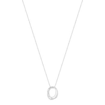 Collier argent 925 anneaux entrelacés zirconias 45 cm