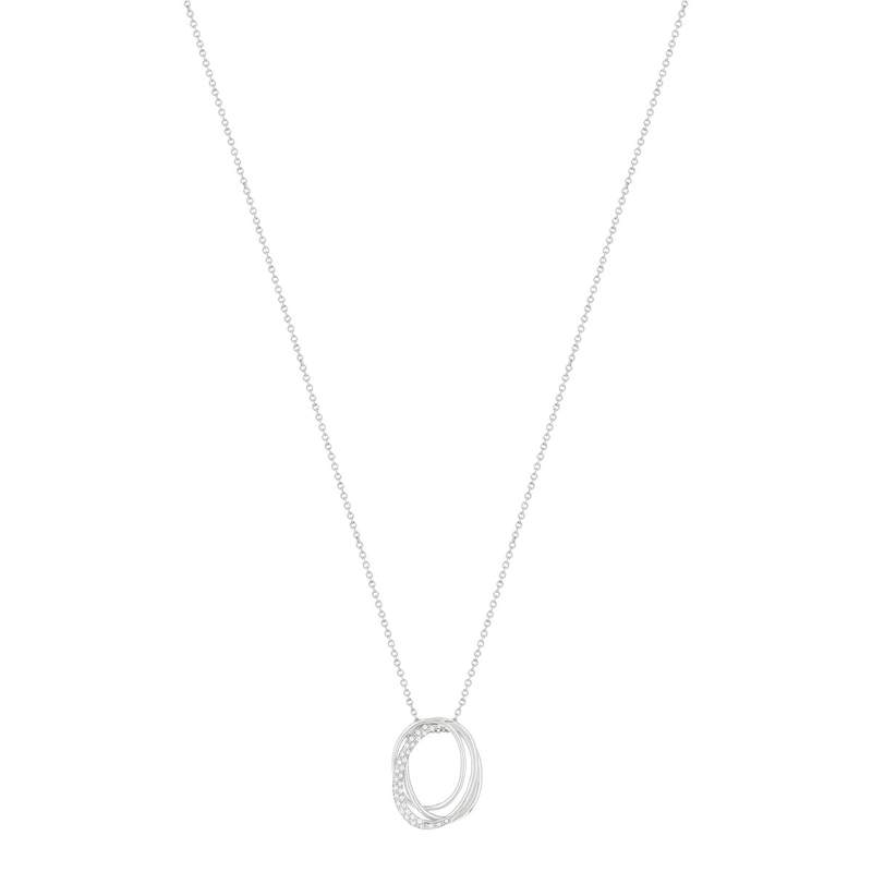 Collier argent 925 anneaux entrelacés zirconias 45 cm - vue 1