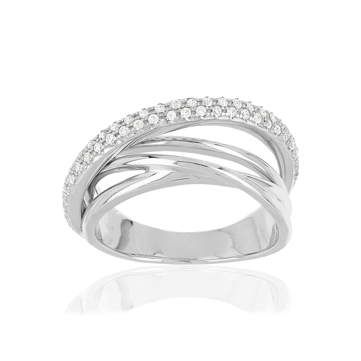 Bague argent 925 anneaux entrelacés zirconias MATY