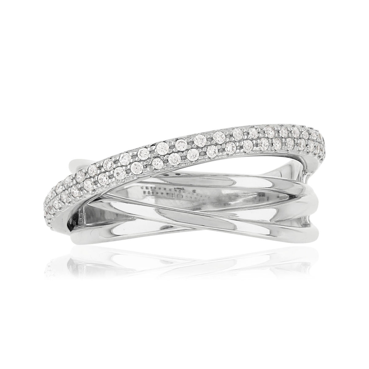 Bague argent 925 anneaux entrelacés zirconias MATY