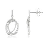 Boucles d'oreilles argent 925 pendants anneaux entrelacés zirconias - vue 1