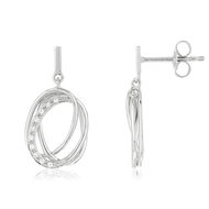 Boucles d'oreilles argent 925 pendants anneaux entrelacés zirconias
