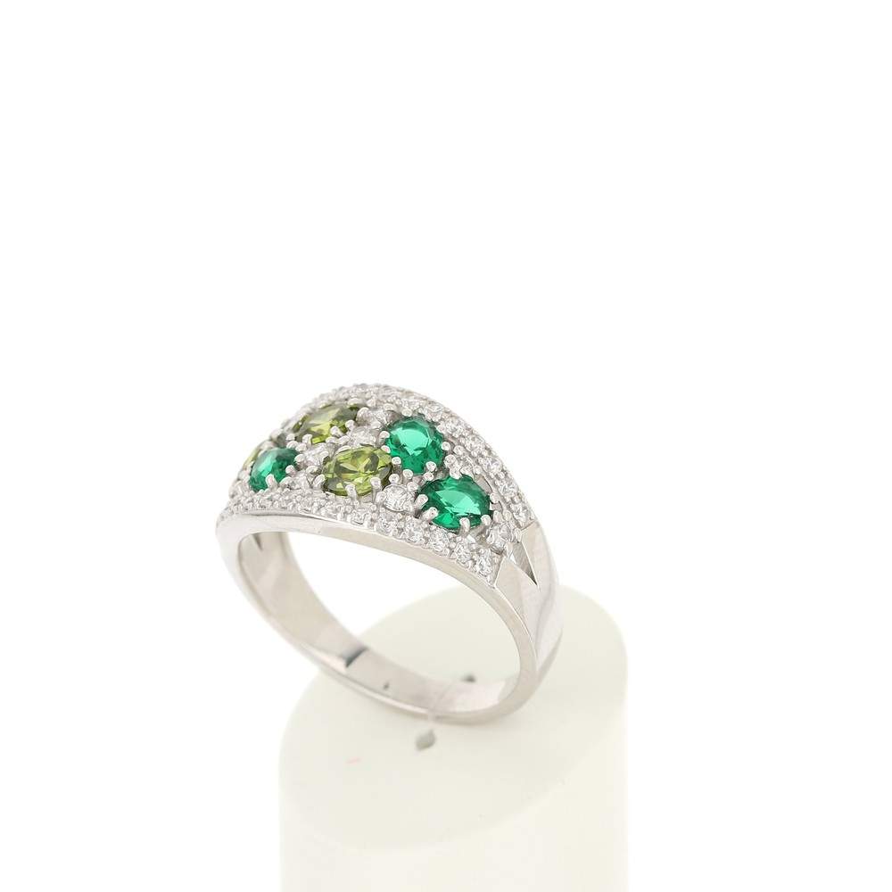 Bague argent 925 zirconias verts et blancs - vue 3
