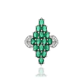 925 sterling silver ring with green and white zirconia diamonds