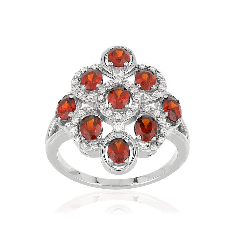 Bague MATY Argent 925 Zirconias rouges - vue 1