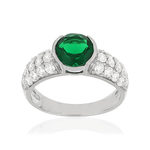 Bague argent 925 zirconias vert et blancs - vue 1