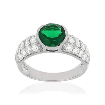 925 silver ring with green and white zirconias