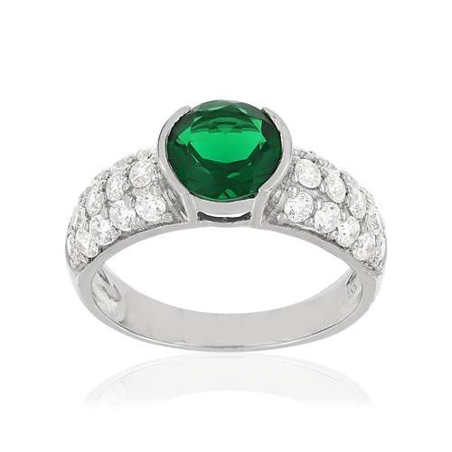 Bague argent 925 zirconias vert et blancs
