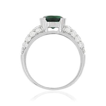 925 silver ring with green and white zirconias
