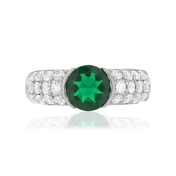 925 silver ring with green and white zirconias
