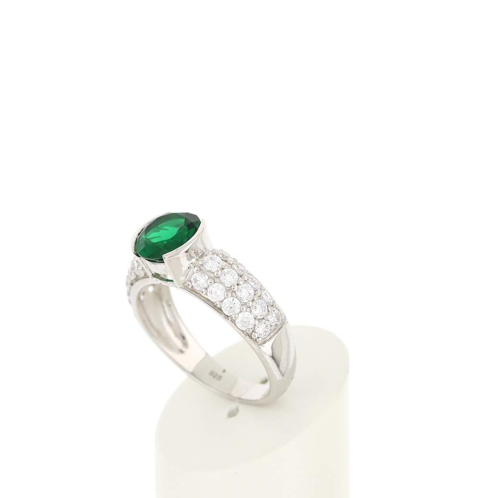 Bague argent 925 zirconias vert et blancs - vue 4