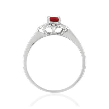 Bague argent 925 fleur zirconias rouge et blancs