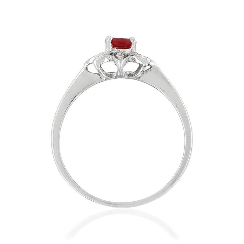 Bague argent 925 fleur zirconias rouge et blancs - vue 2