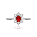 Bague argent 925 fleur zirconias rouge et blancs - vue 3
