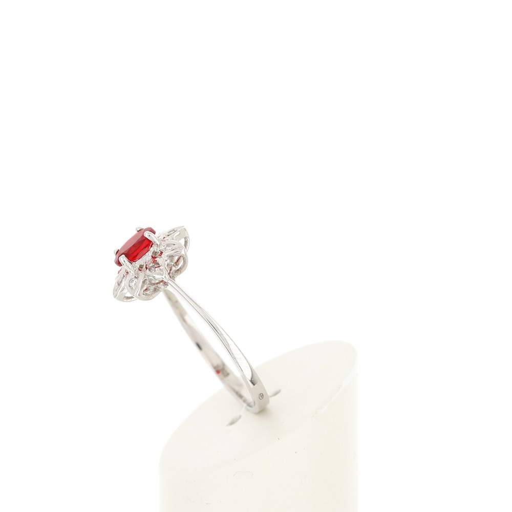 Bague argent 925 fleur zirconias rouge et blancs - vue 5