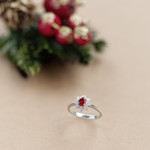Bague argent 925 fleur zirconias rouge et blancs - vue D3