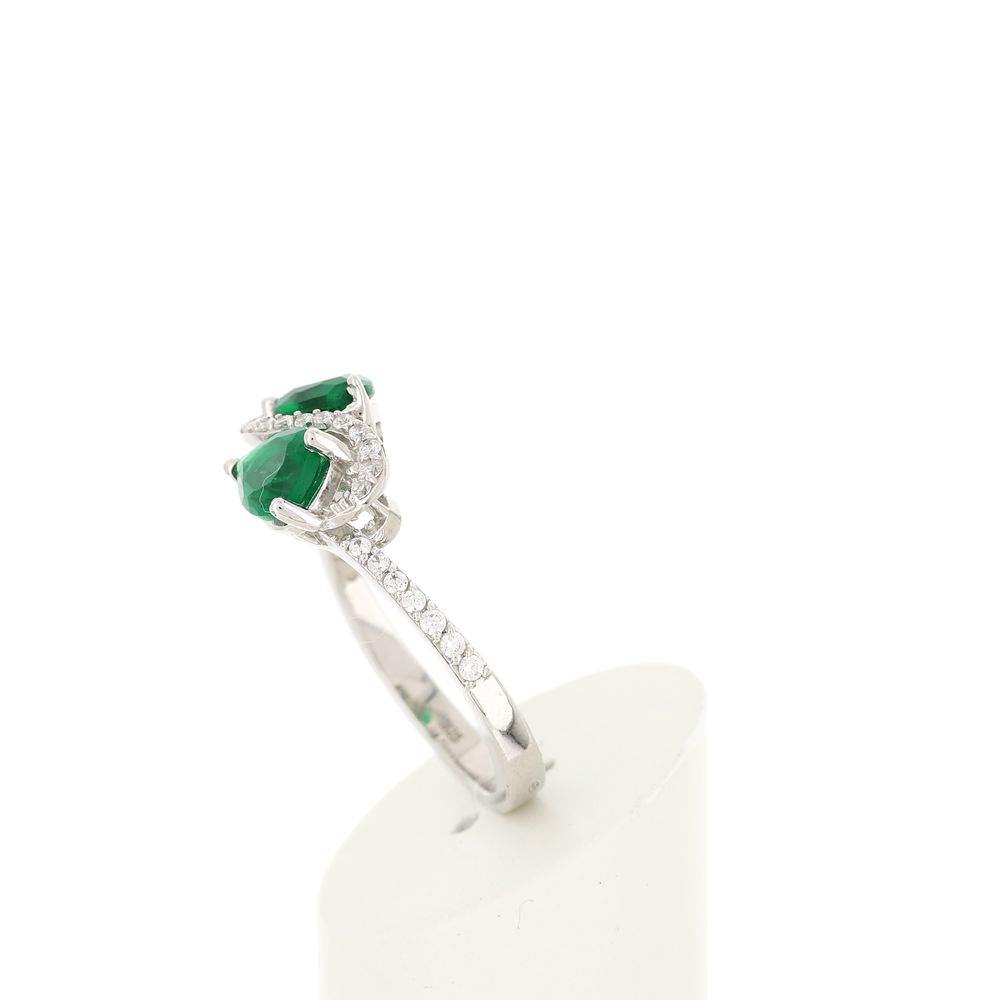Bague argent 925 zirconias verts taille poire et blancs - vue 5