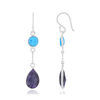 Boucles d'oreilles argent 925 pendants howlites et lapis lazulis bleus - vue V1