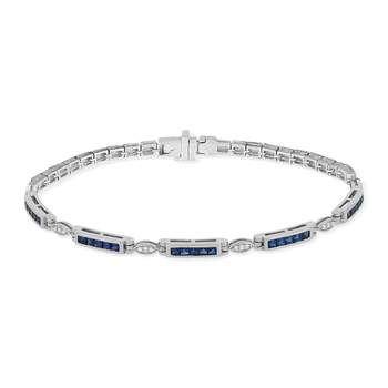 750 saffier diamant witgouden armband 18 cm