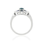 Bague or blanc 750 saphirs diamants - vue 2