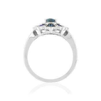 Bague or blanc 750 saphirs diamants