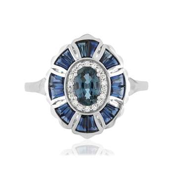 Bague or blanc 750 saphirs diamants