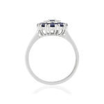 Bague or blanc 750 saphirs diamants - vue 2