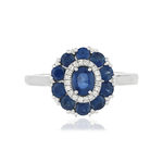 Bague or blanc 750 saphirs diamants - vue 3
