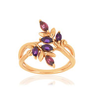 Bague or rose 375 pierres fines
