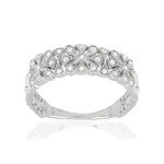 Bague argent 925 fleurs zirconias - vue 1