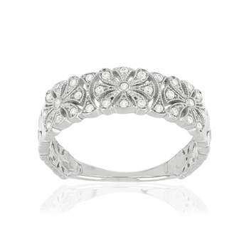 Bague argent 925 fleurs zirconias