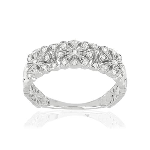 Bague argent 925 fleurs zirconias