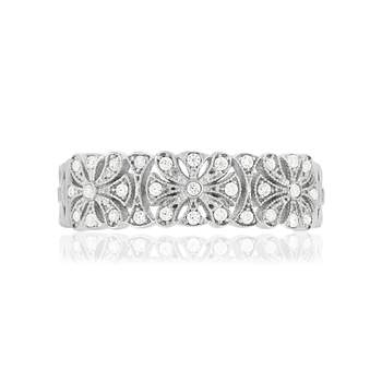 Bague argent 925 fleurs zirconias