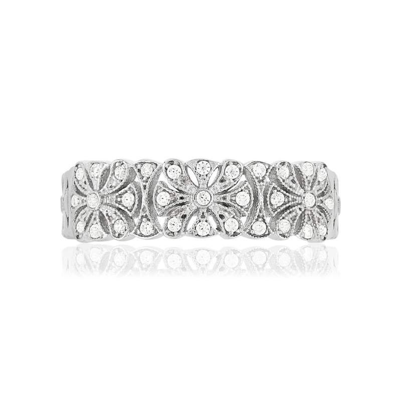 Bague argent 925 fleurs zirconias - vue 3