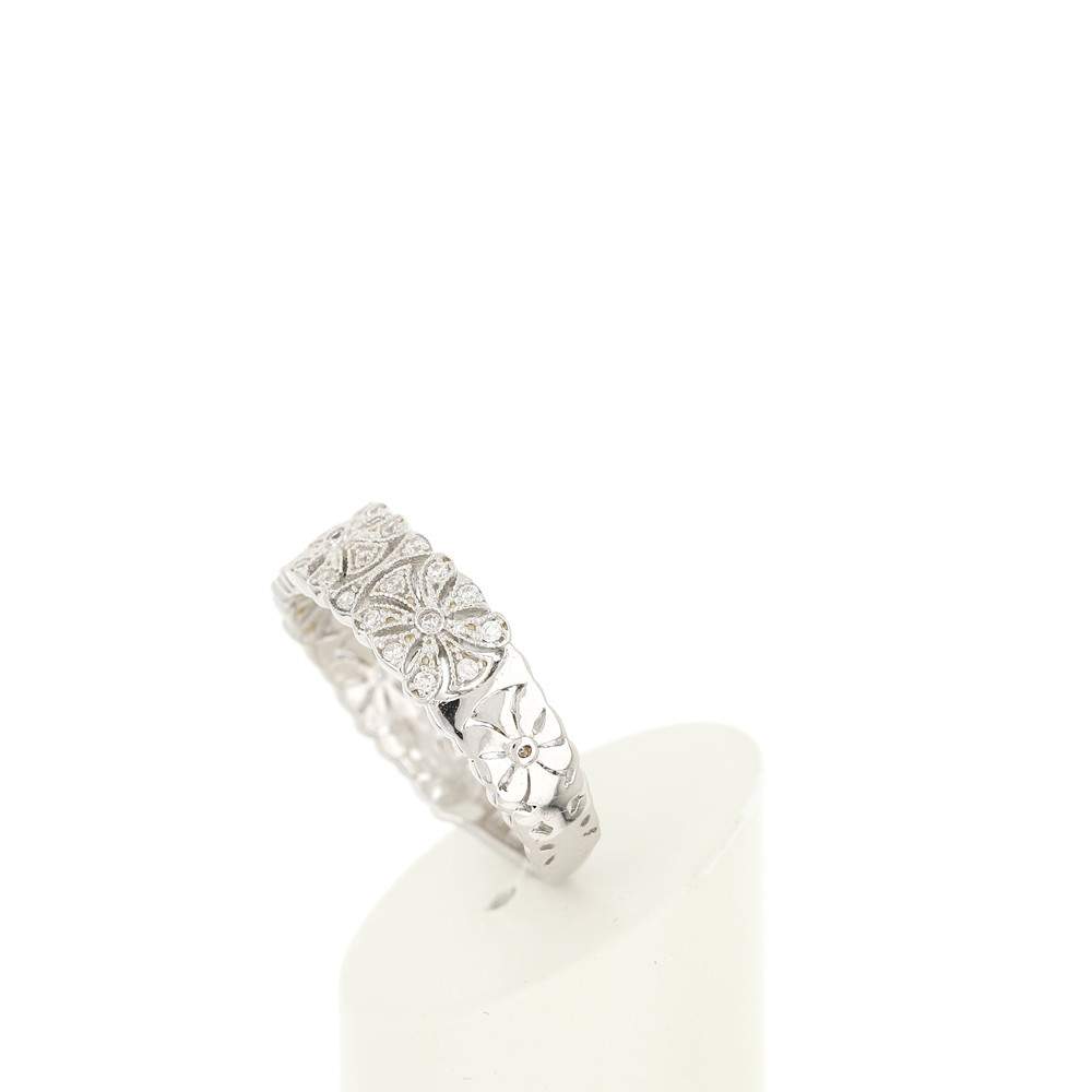 Bague argent 925 fleurs zirconias - vue 5
