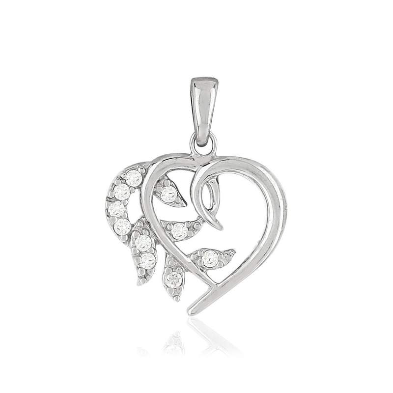 Pendentif argent 925 coeur zirconias - vue 1