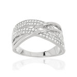 Bague argent 925 anneaux entrelacés zirconias - vue 1