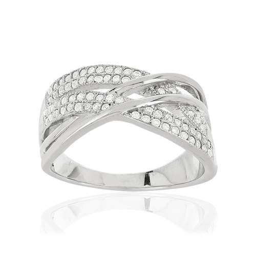 Bague argent 925 anneaux entrelacés zirconias