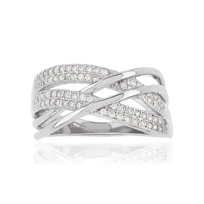 Bague argent 925 anneaux entrelacés zirconias - vue 3