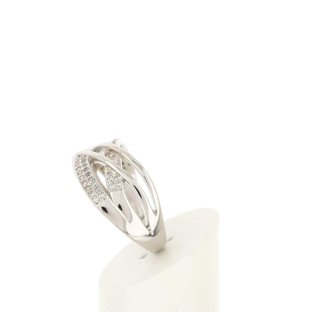 Bague argent 925 anneaux entrelacés zirconias - vue 6
